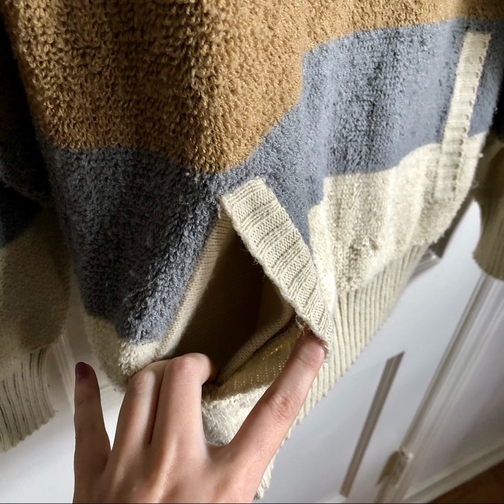 Vintage Neutral Terry Cloth Knit Striped Sweater - Picture 6 of 10